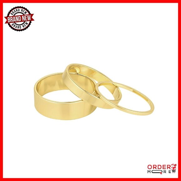 18k Gold Plated Ring Set of 3 Stackable Bands Size 7 Wedding
